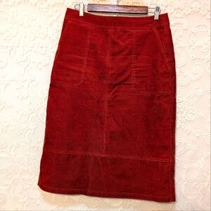Boden Red Corduroy Pencil Skirt